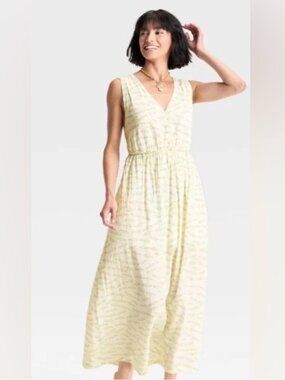 A New Day Cream Green Halter Sundress Fish Sardine Print Size XXL